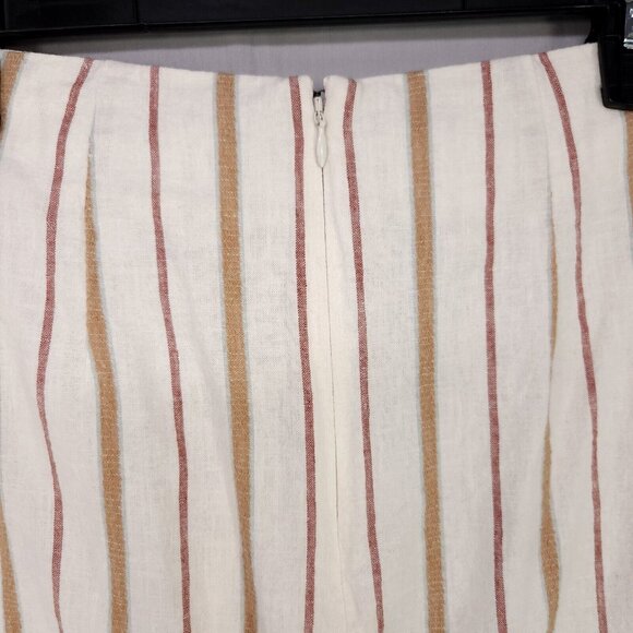 Madewell Linen Blend Slit Midi Skirt Twist-Front Sarong Stripe Women's Size 2 - Picture 9 of 13